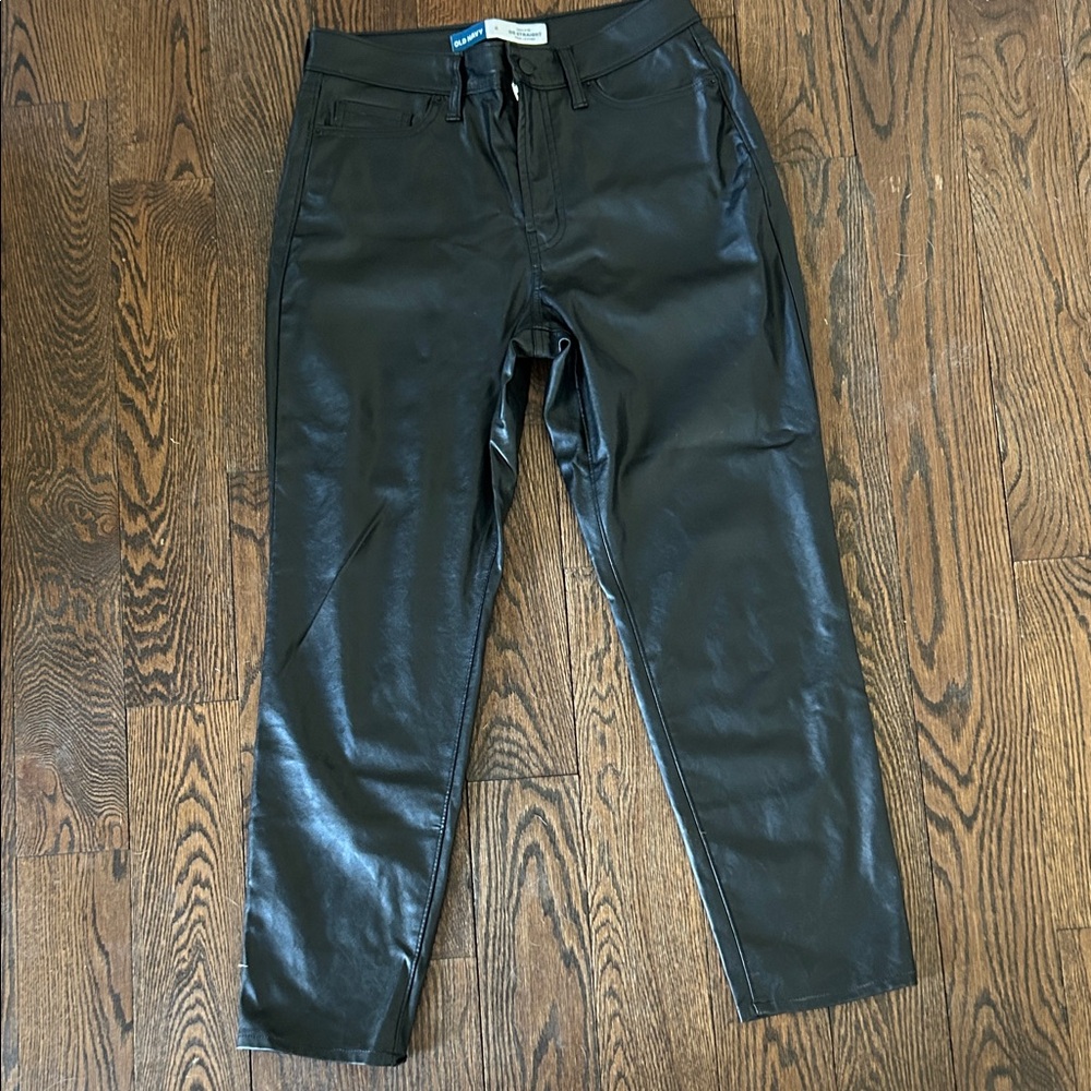 Old Navy Black Faux Leather High-Rise Pants